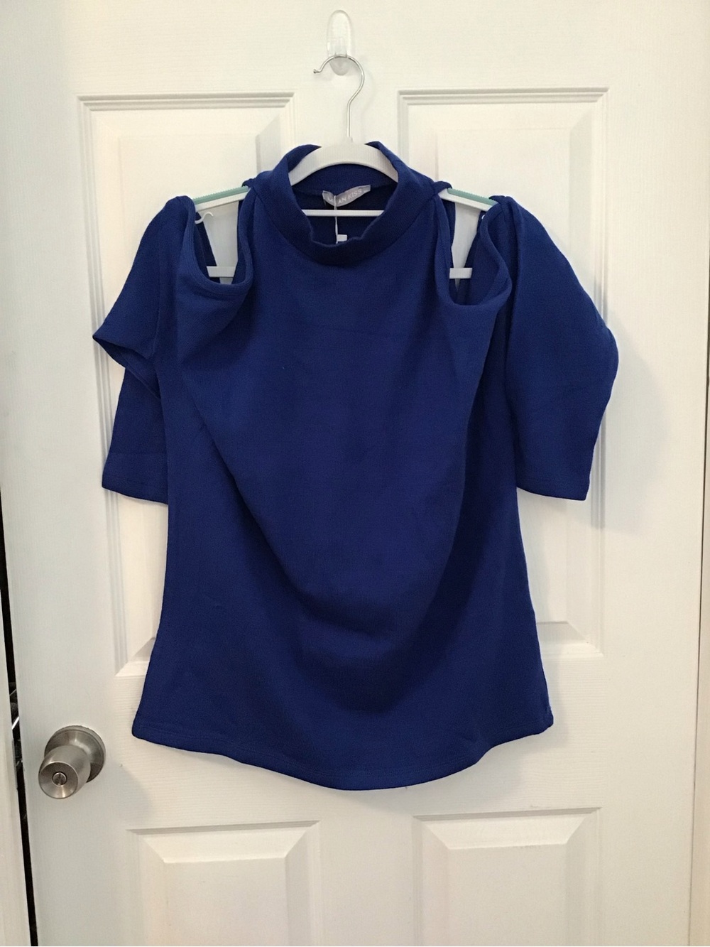 Cold-Shoulder Royal Blue Women's Blouse